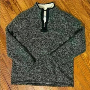 Orvis Gray/Black Brighton Sherpa Lined 1/4-Zip Pullover Marled Fleece Men Size L